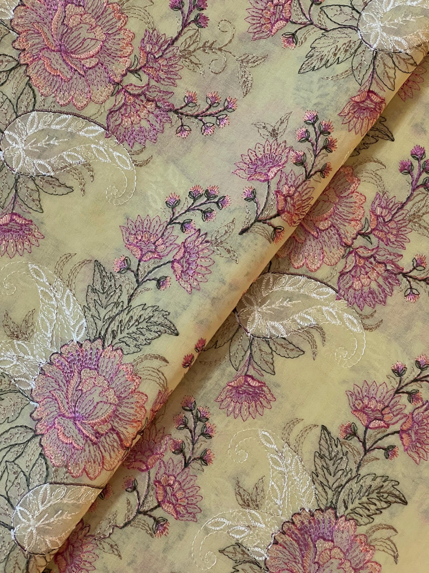 Fabareeze Yellow 3 PC Swiss Lawn Embroidered