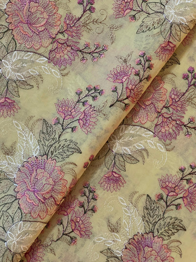 Fabareeze Yellow 3 PC Swiss Lawn Embroidered