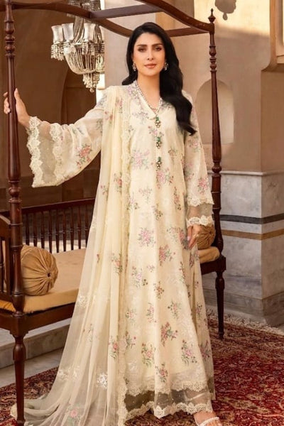 Fabareeze Cream 3 PC Swiss Lawn Embroidered