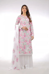 Fabareeze White 3 PC Swiss Lawn Embroidered