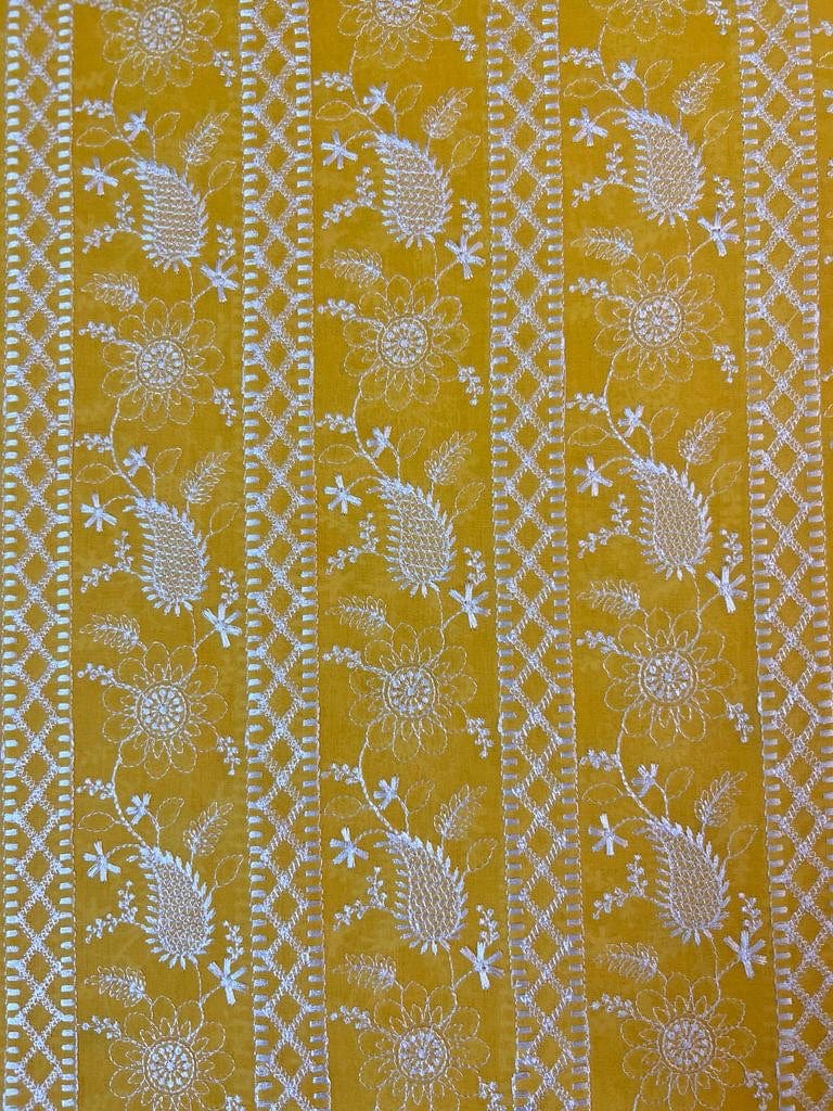 Fabareeze Yellow 3 PC Swiss Lawn Embroidered