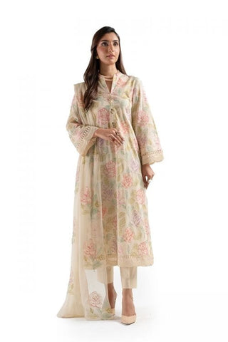 Fabareeze Cream 3 PC Swiss Lawn Embroidered