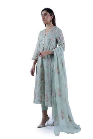 Fabareeze Grey 3 PC Swiss Lawn Embroidered