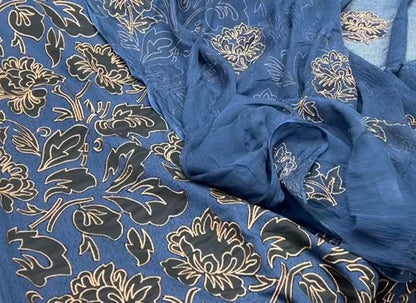 Navy Blue Applique Cutwork