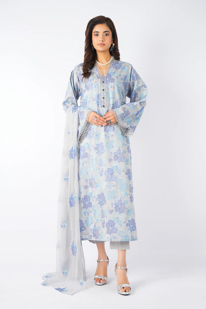 Grey Embroidered Lawn