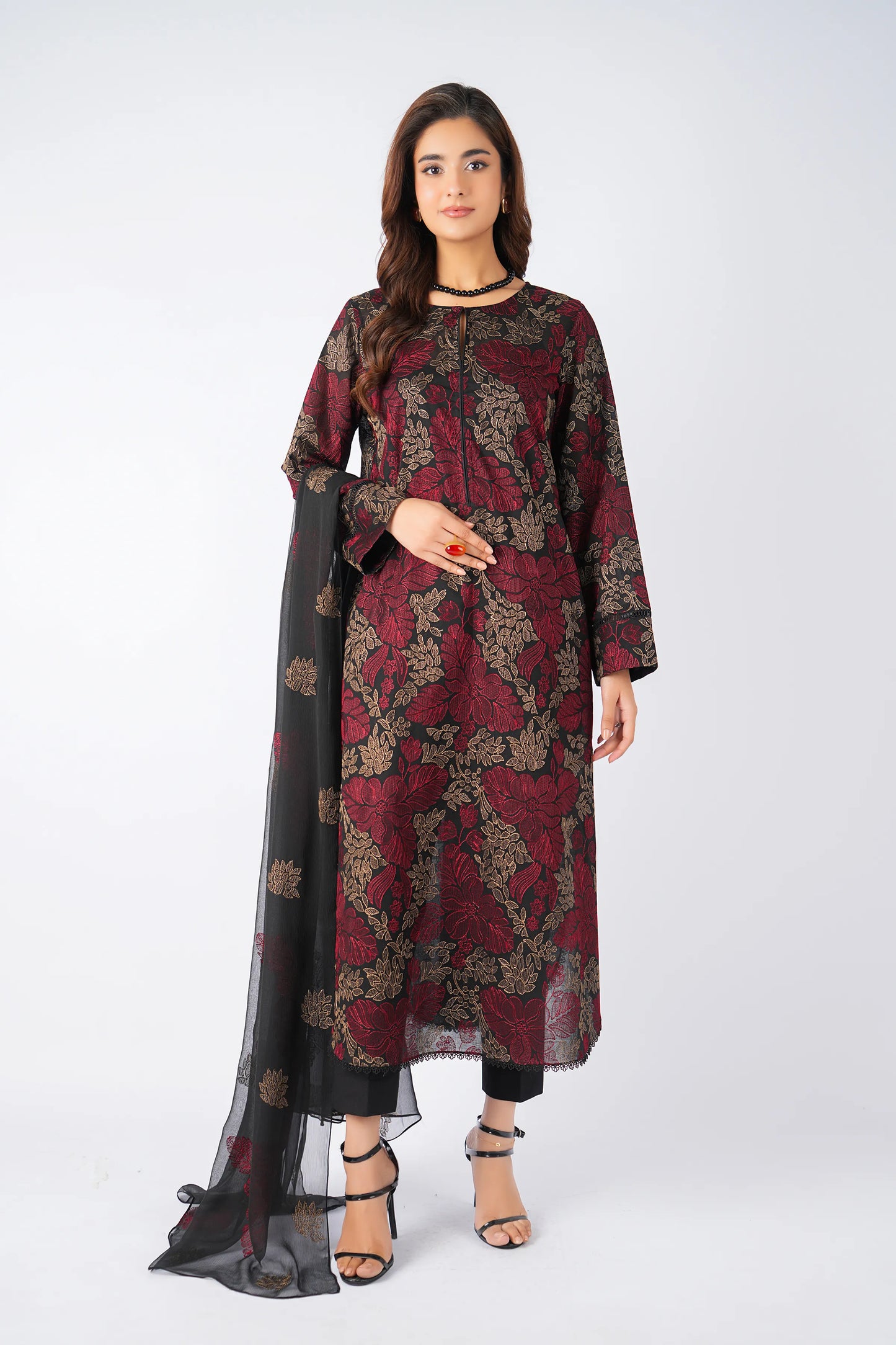 Black Embroidered Lawn