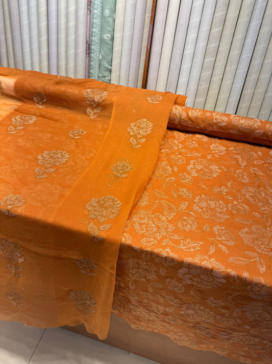 Rust Embroidered Karandi