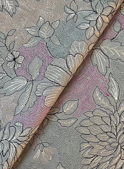 Grey Embroidered Lawn