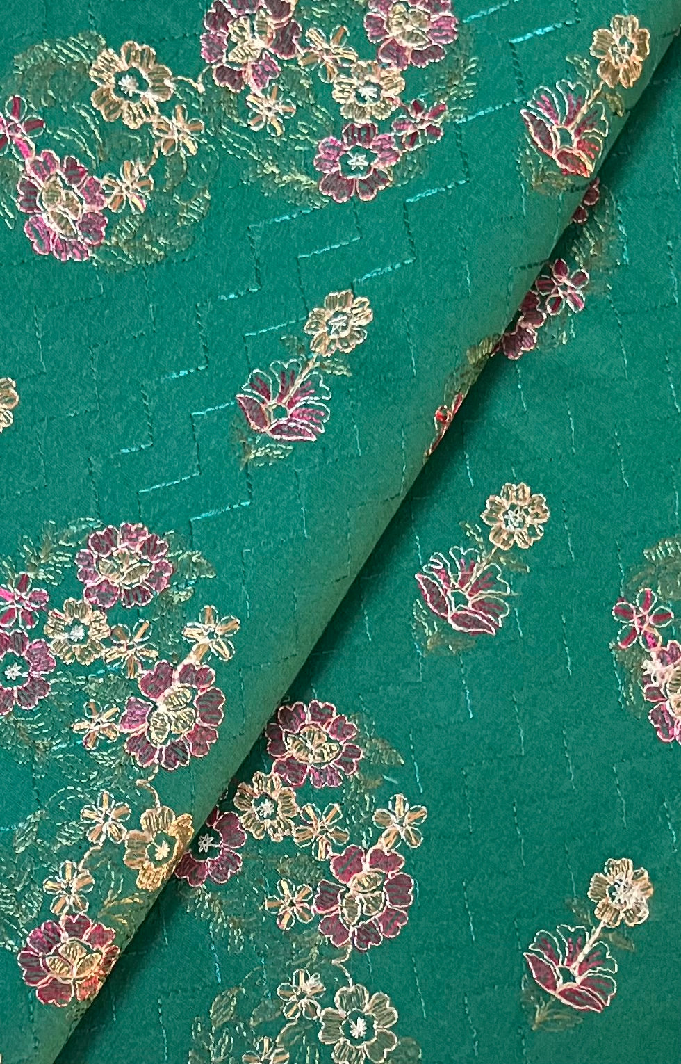 Green Embroidered Karandi