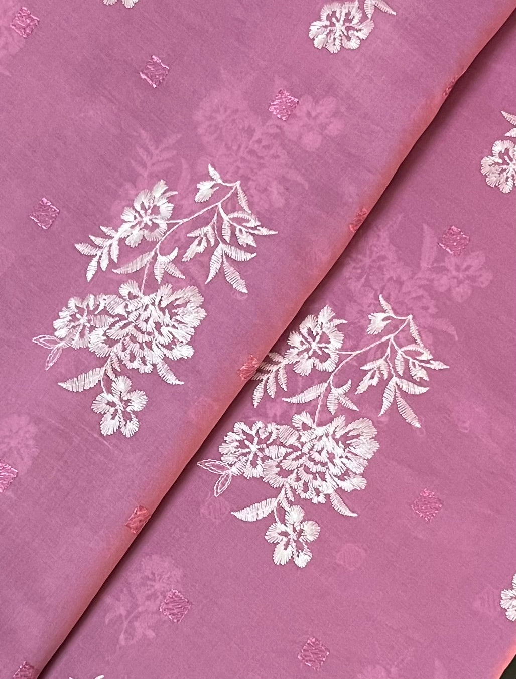 Rose Pink Embroidered Lawn