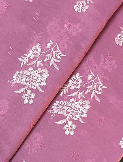 Rose Pink Embroidered Lawn