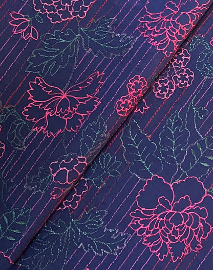 Navy Blue Embroidered Lawn