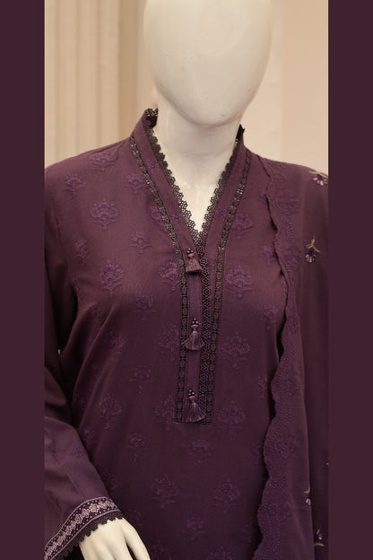 Purple Karandi Shawl Set - detail