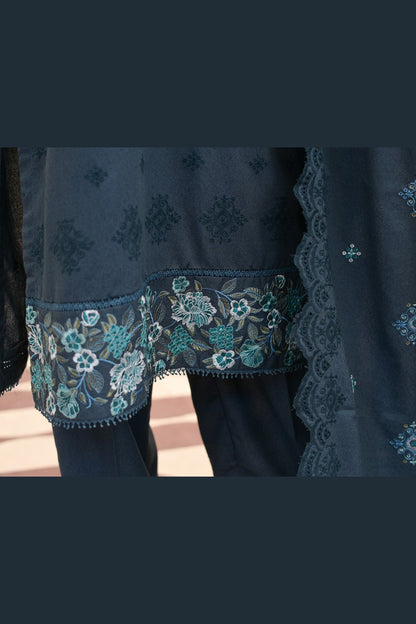 Navy Blue Karandi Shawl Set - detail