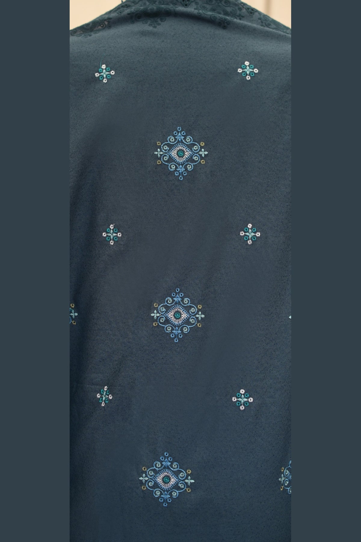 Navy Blue Karandi Shawl Set - detail