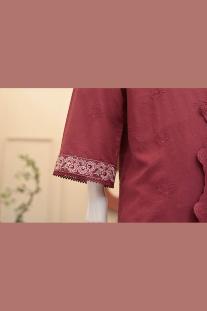 Maroon Karandi Shawl Set - detail