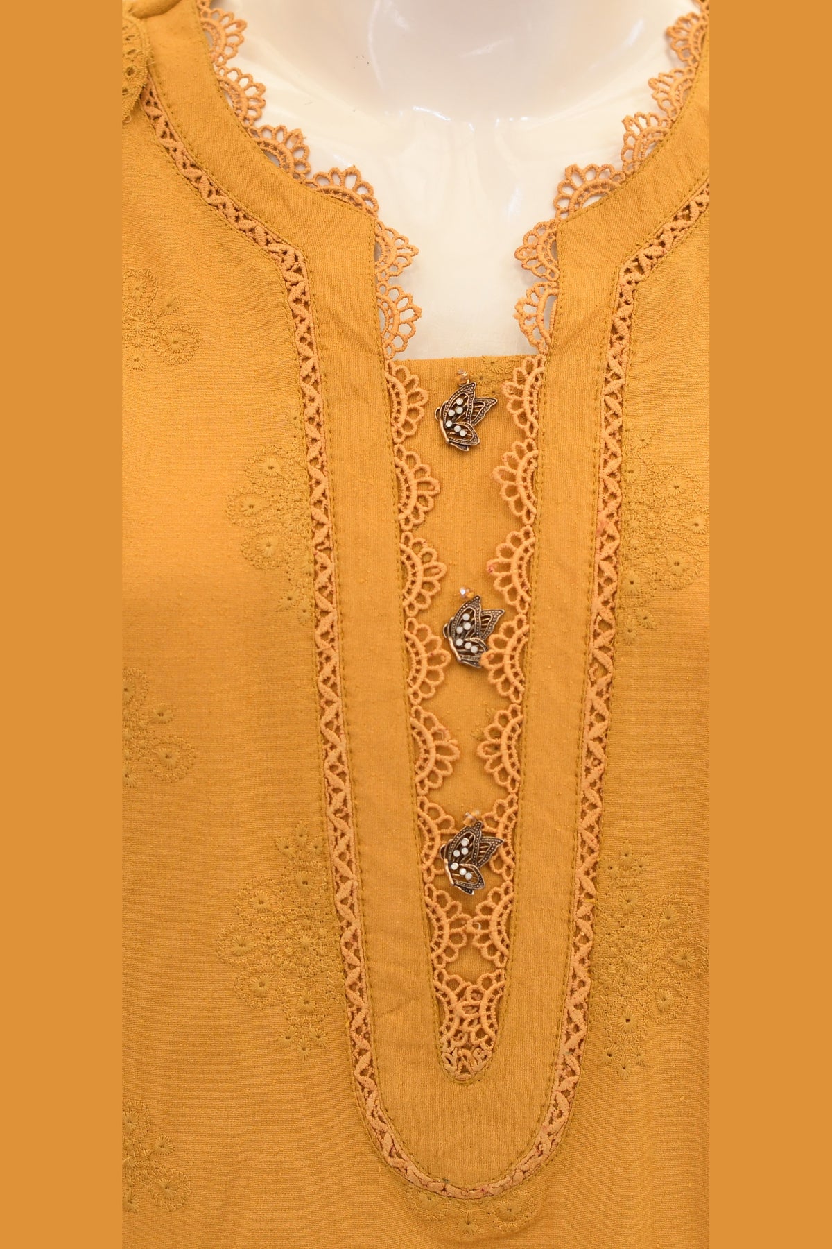 Mustard Karandi Shawl Set - detail