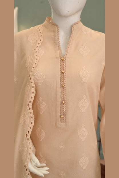 Peach Karandi Shawl Set - detail