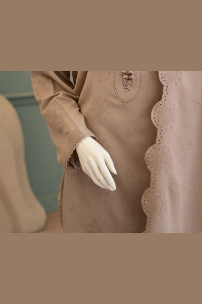 Brown Karandi Shawl Set - detail