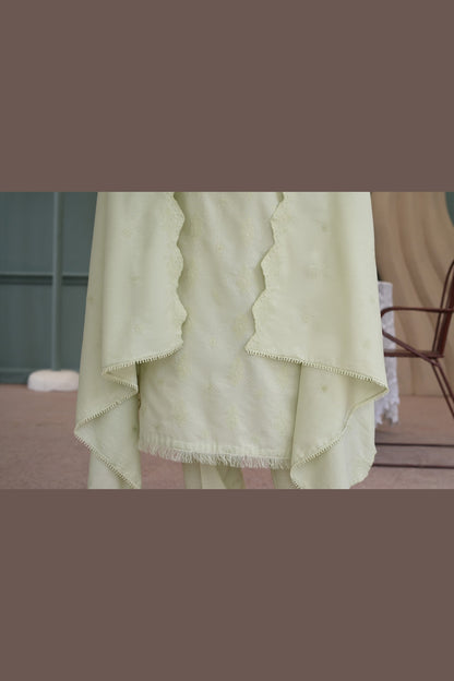 Pista Green Karandi Shawl Set - detail