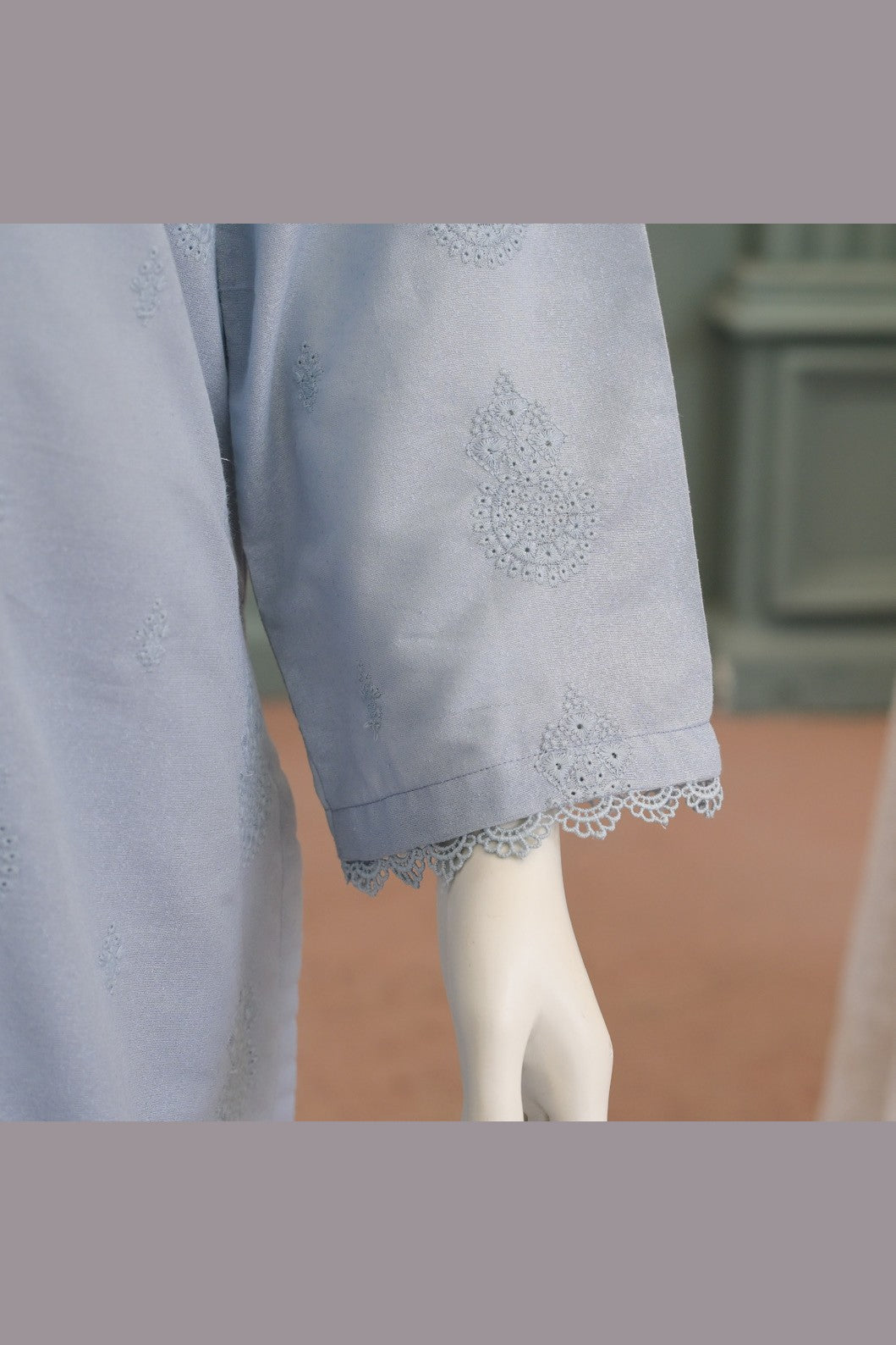 Ice Blue Karandi Shawl Set - detail