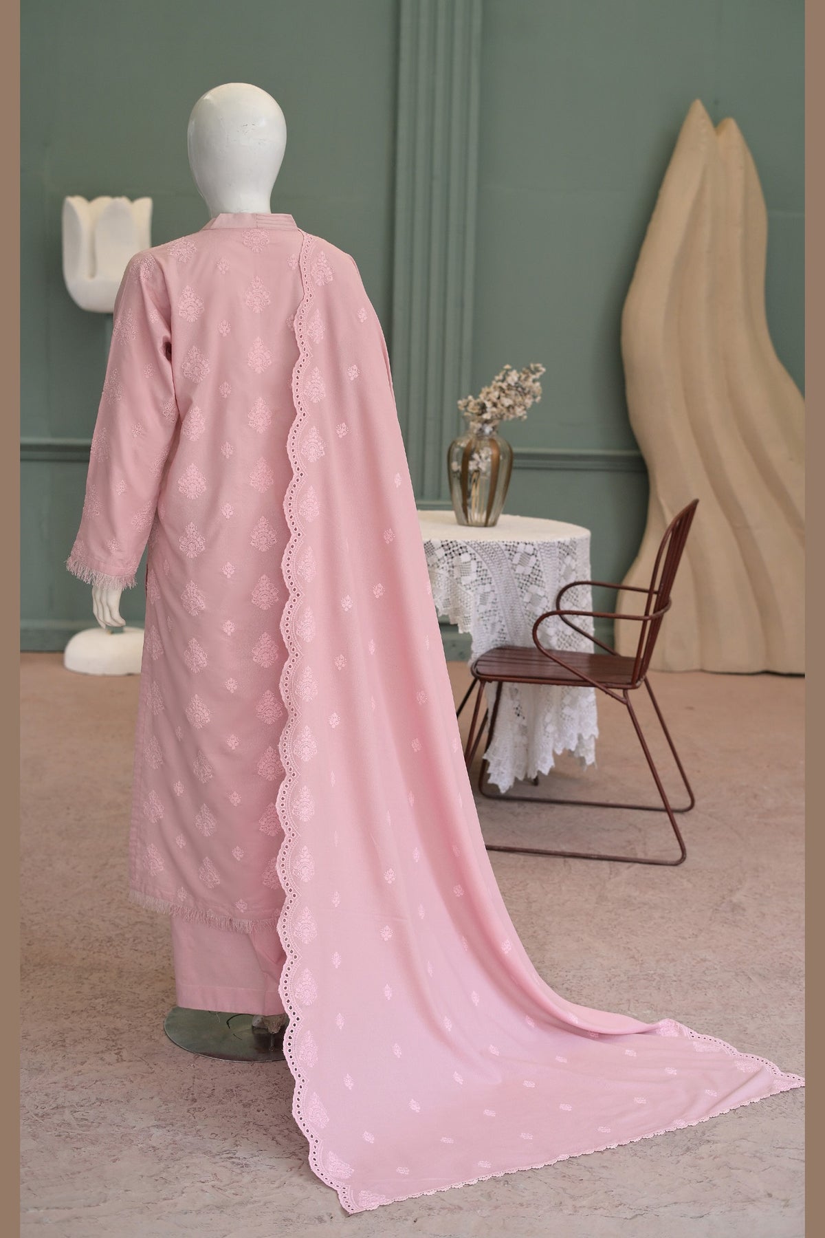 Tea Pink Karandi Shawl Set - detail