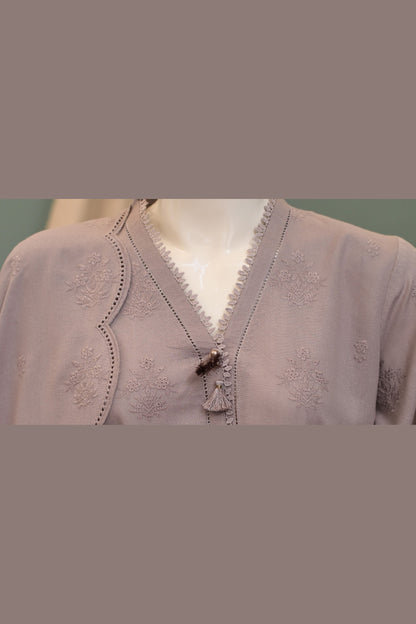 Mauve Karandi Shawl Set - detail