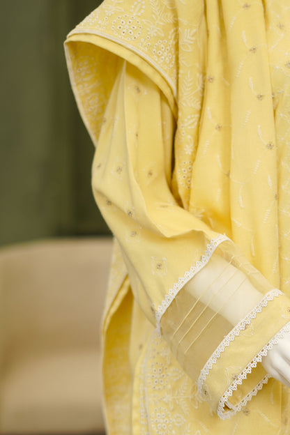 Yellow Karandi Shawl Set