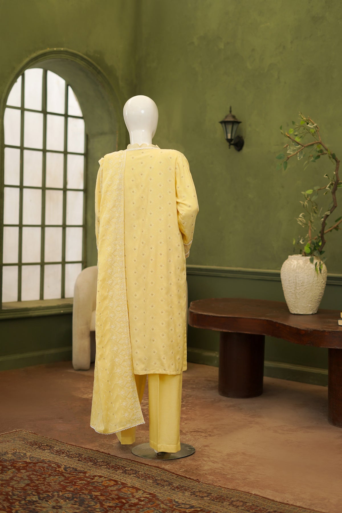 Yellow Karandi Shawl Set
