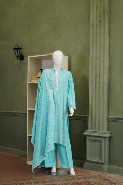 Aqua Karandi Shawl Set