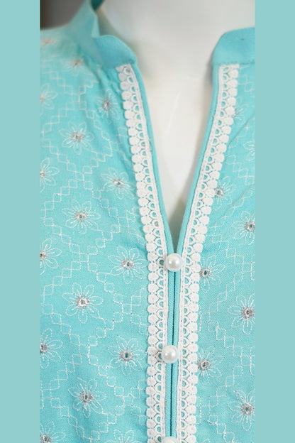 Aqua Karandi Shawl Set