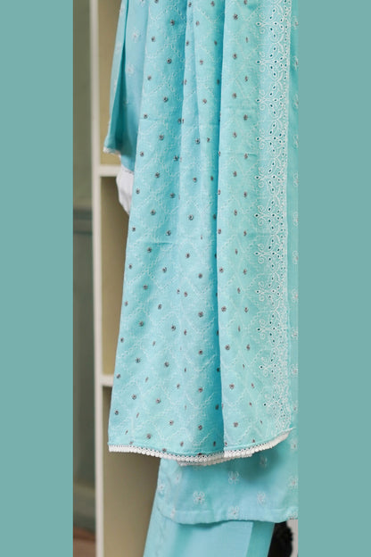 Aqua Karandi Shawl Set