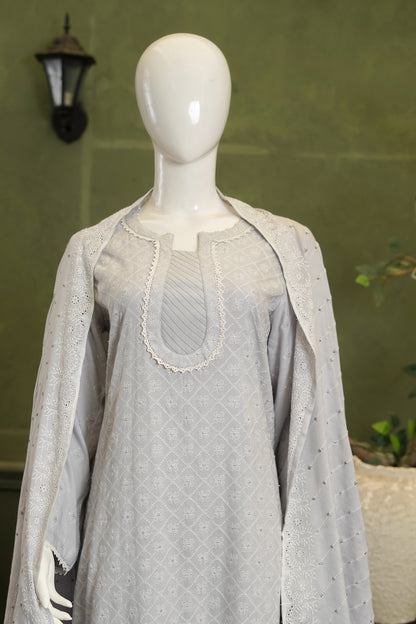 Grey Karandi Shawl Set