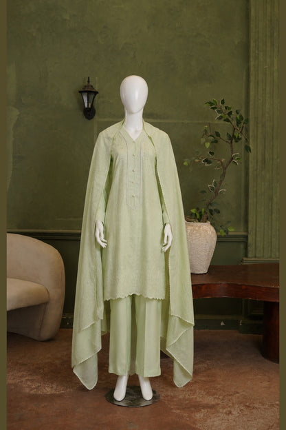 Pista Green Karandi Shawl Set
