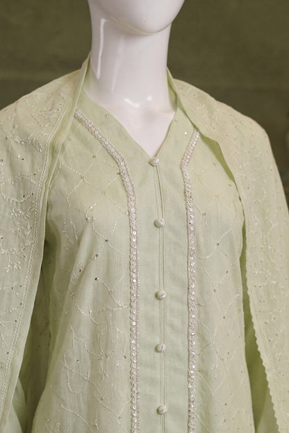 Pista Green Karandi Shawl Set