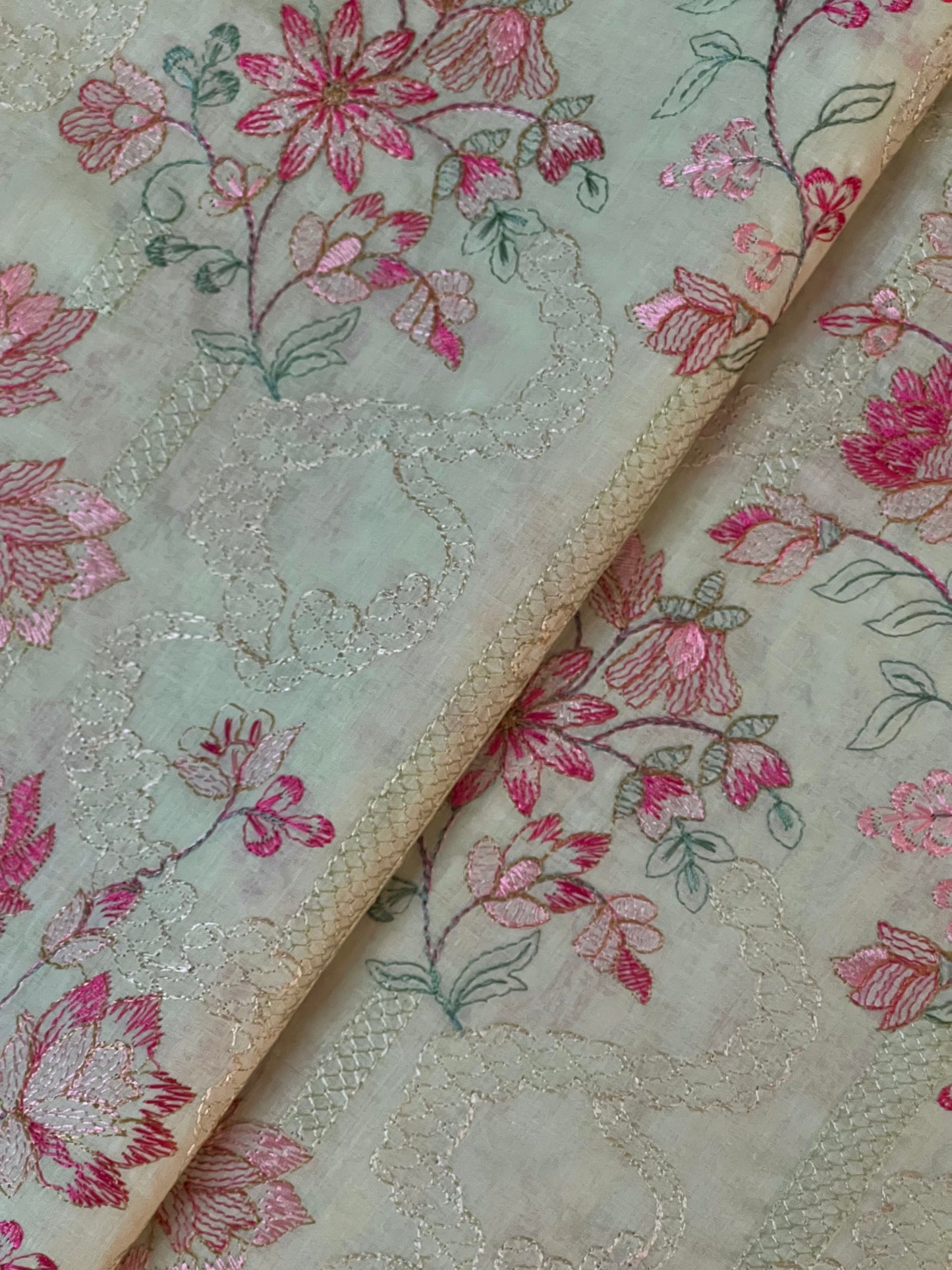 Green Embroidered Lawn