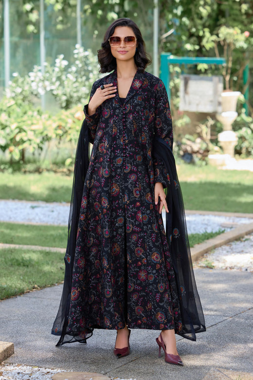 Black Embroidered Karandi