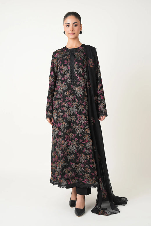 Black Embroidered Karandi