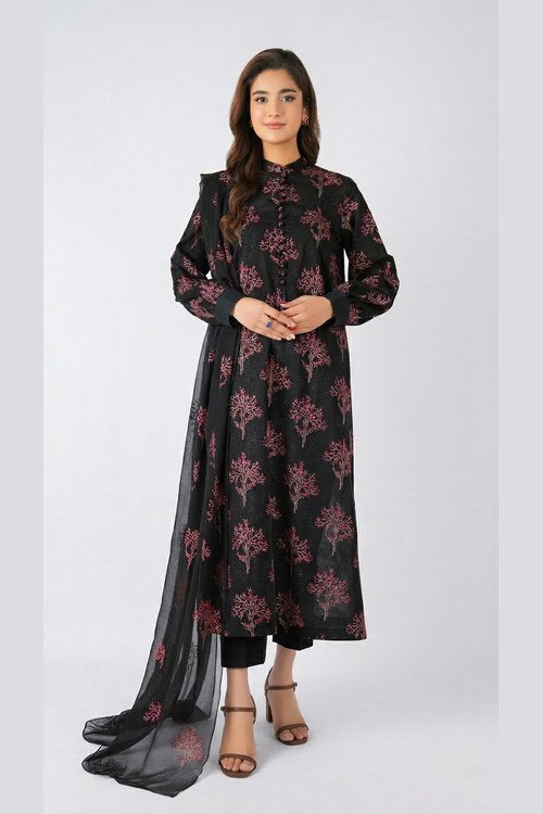 Black Embroidered Lawn 3 Piece - model