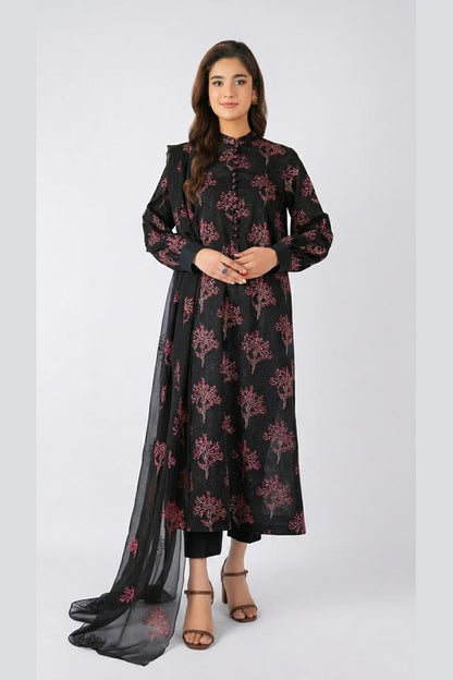 Black Embroidered Lawn 3 Piece - model