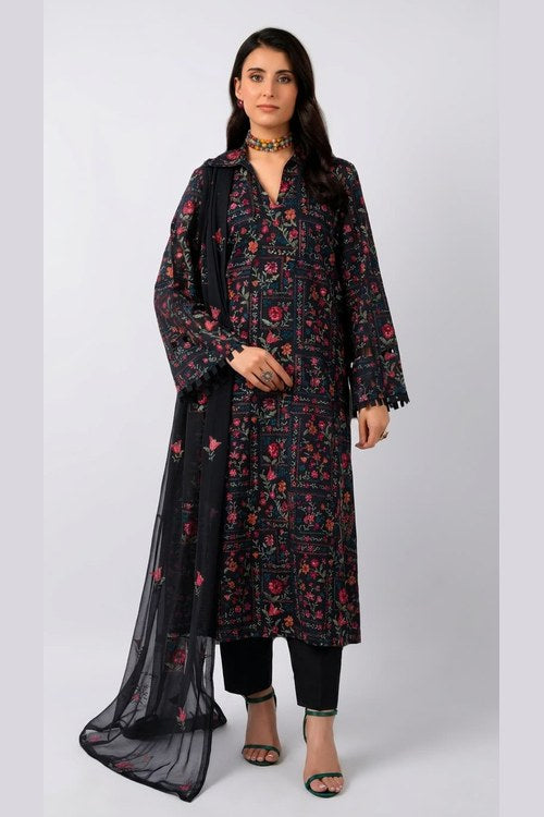 Black Embroidered Lawn 3 Piece - model