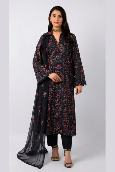 Black Embroidered Lawn 3 Piece - model