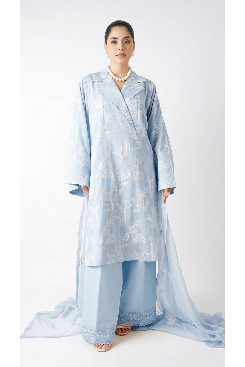 Fabareeze Sky Blue Embroidered Lawn