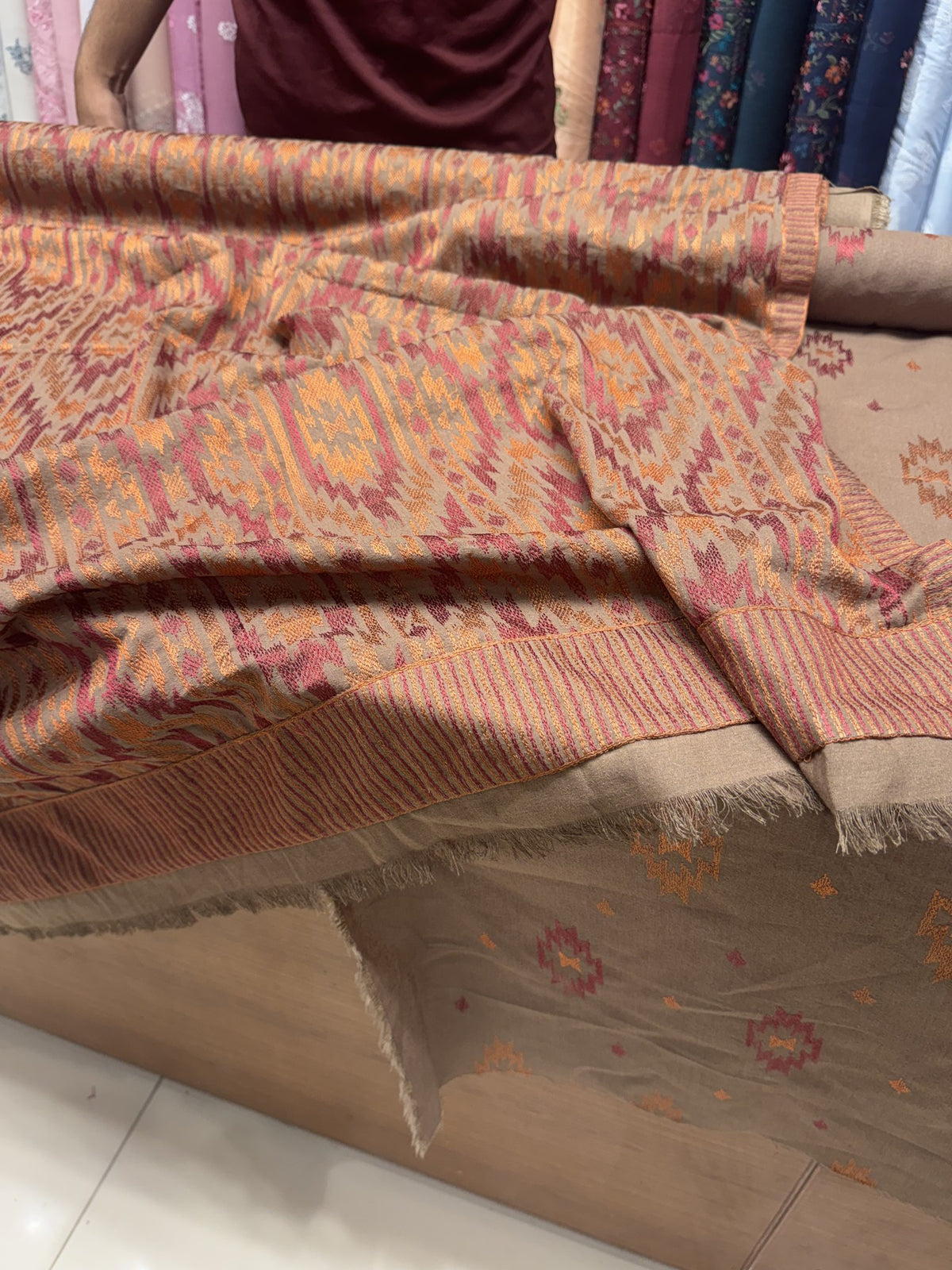 Brown Karandi Shawl Set