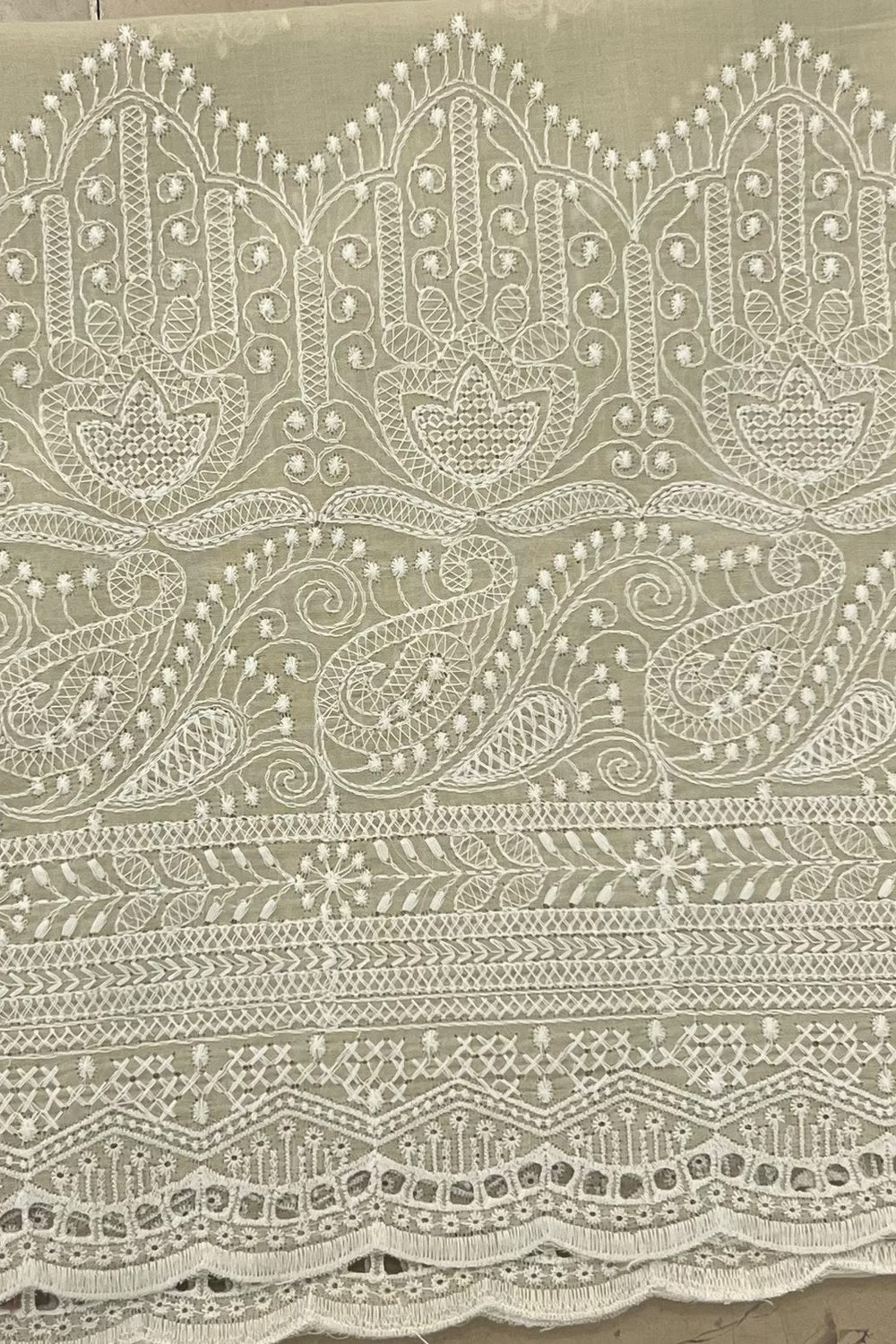 Fabareeze Beige Chikankari Cutwork fabric