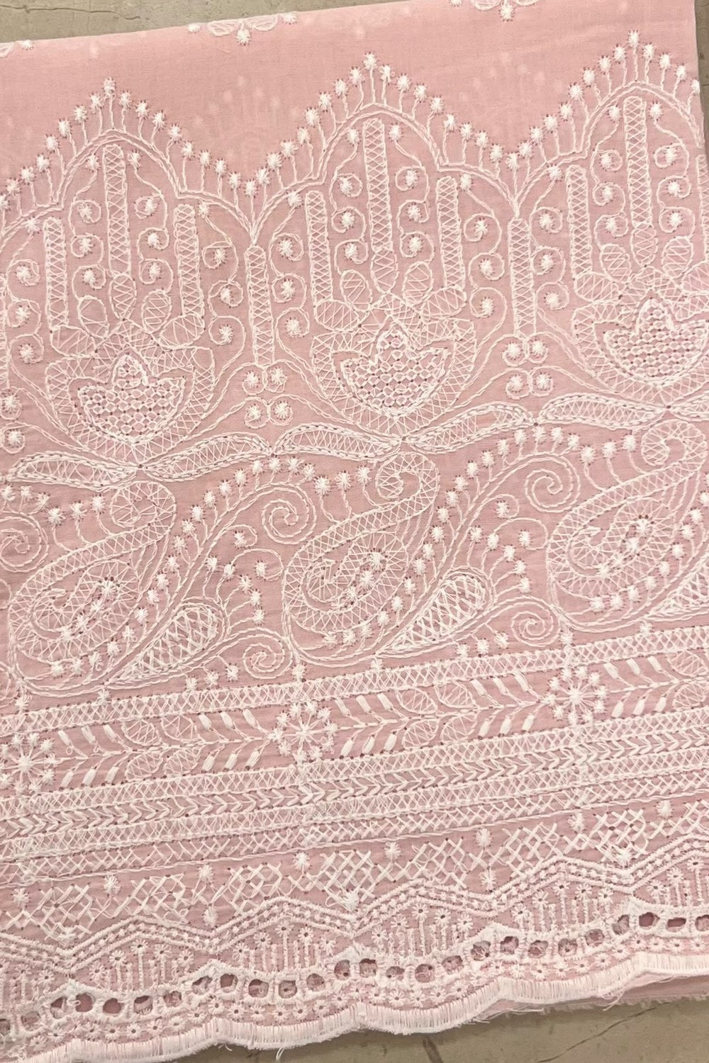 Fabareeze Pink Chikankari Cutwork fabric