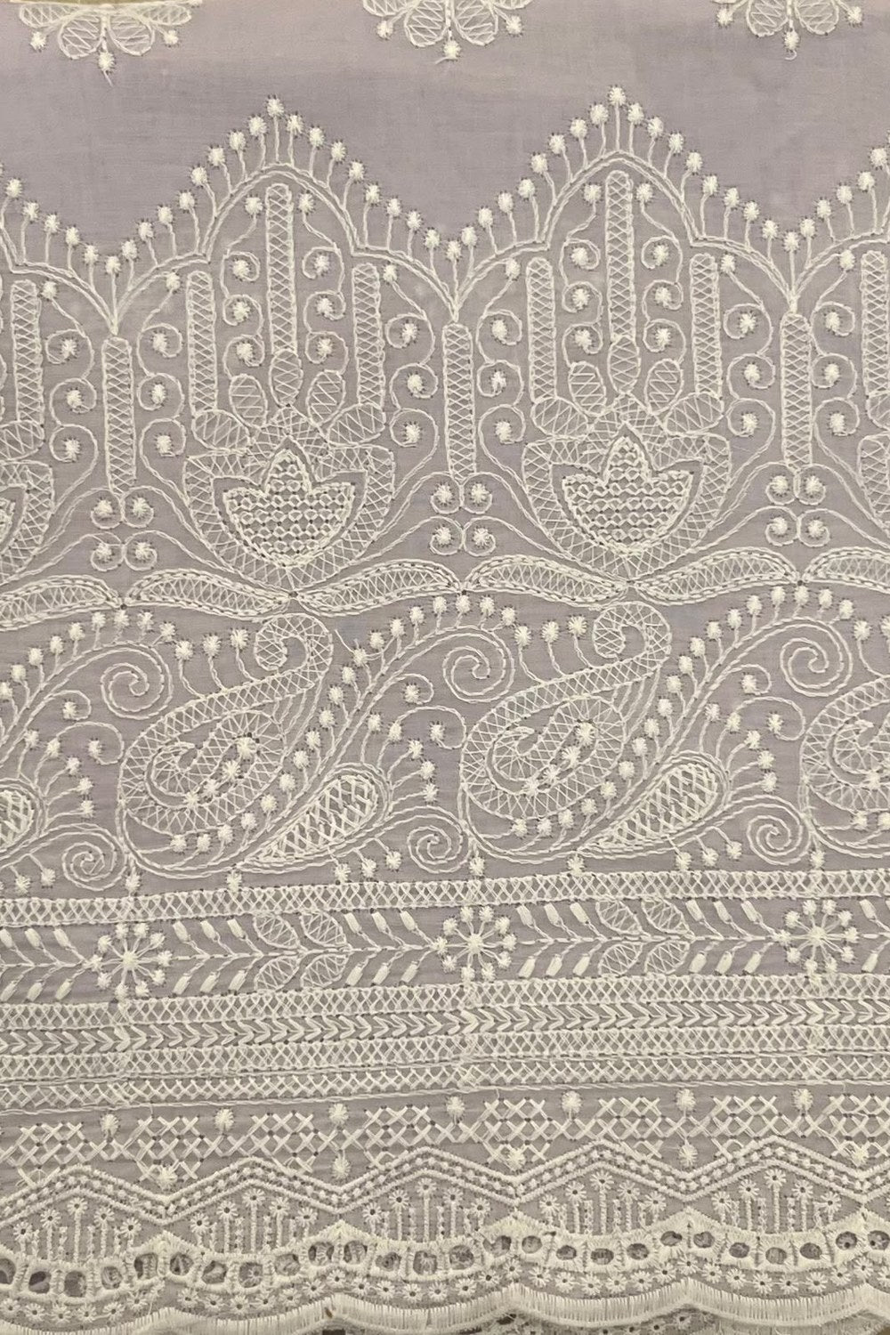 Fabareeze Purple Chikankari Cutwork fabric