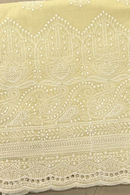 Fabareeze Yellow Chikankari Cutwork fabric