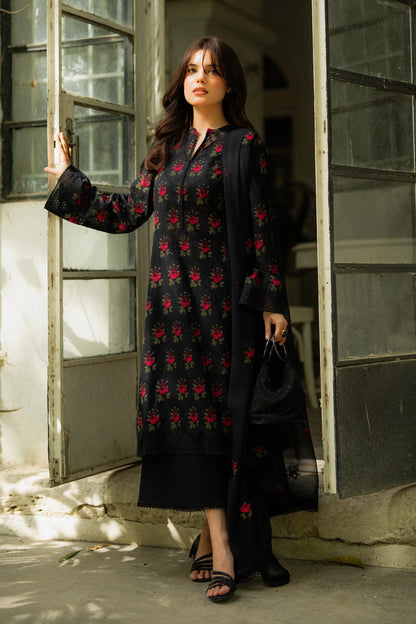 Black Embroidered Karandi – 3 Piece Unstitched