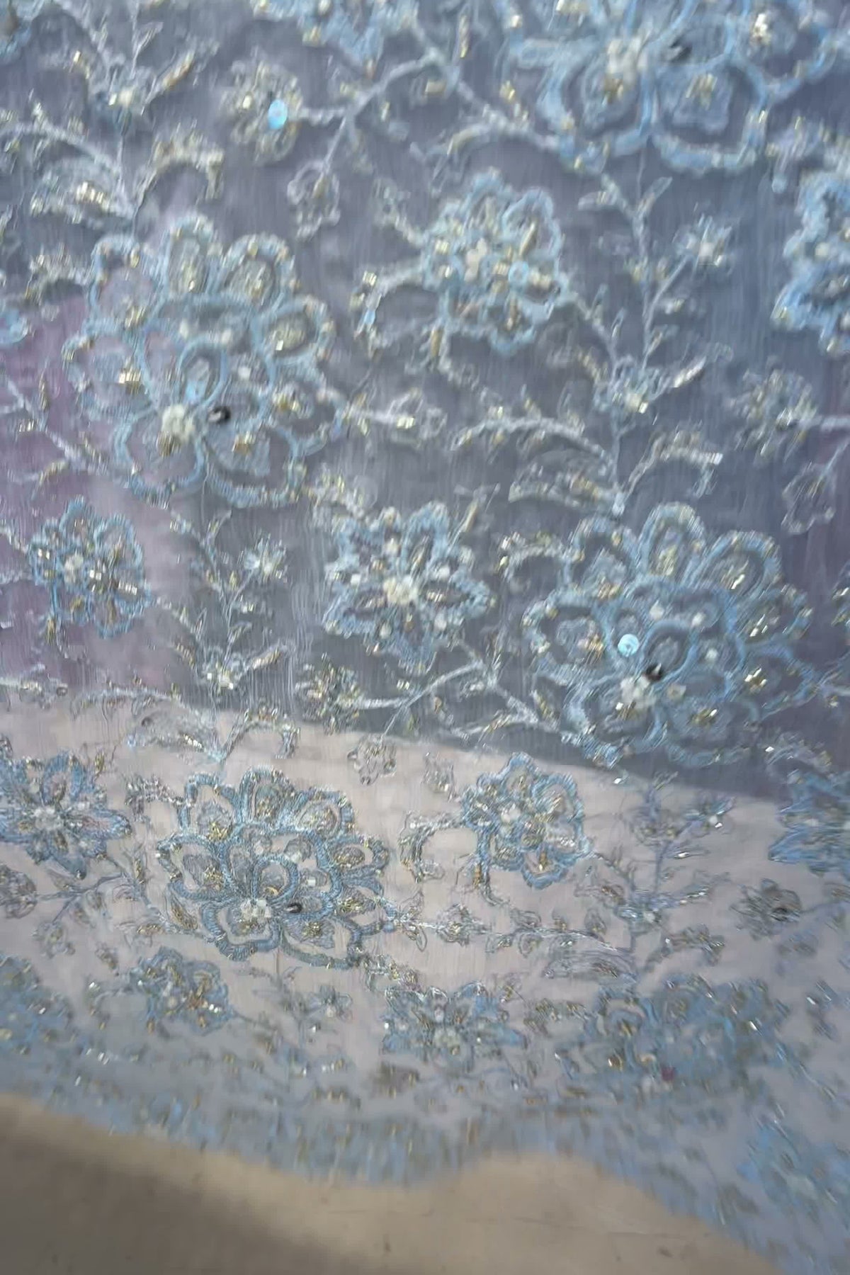 Powder Blue Fancy Chiffon Hand Embellished